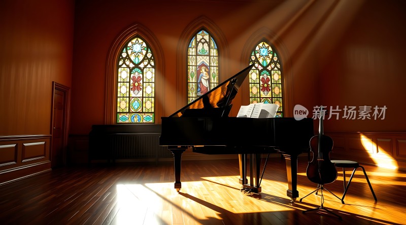 阳光下的教堂大钢琴