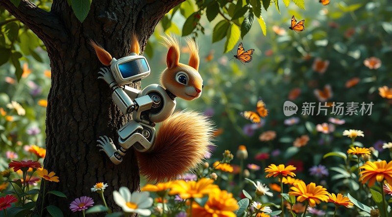 机械松鼠与自然和谐共处