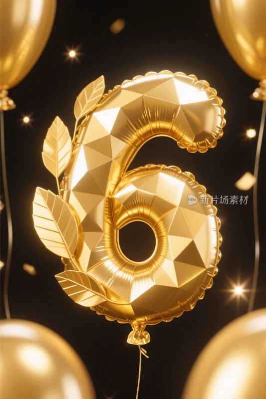 金色数字气球装饰画面