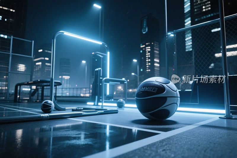 科幻篮球场夜景