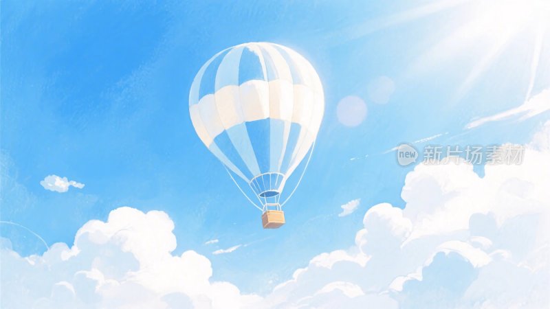 蓝天热气球插画