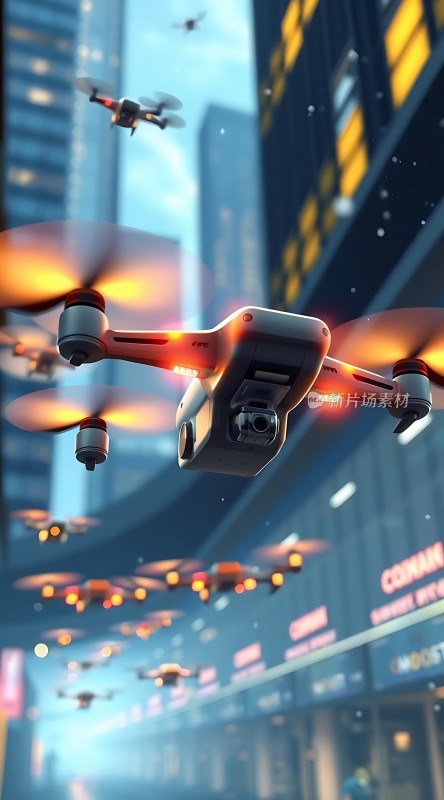 无人机编队飞越城市夜景
