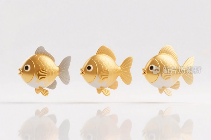 卡通金色小鱼插画
