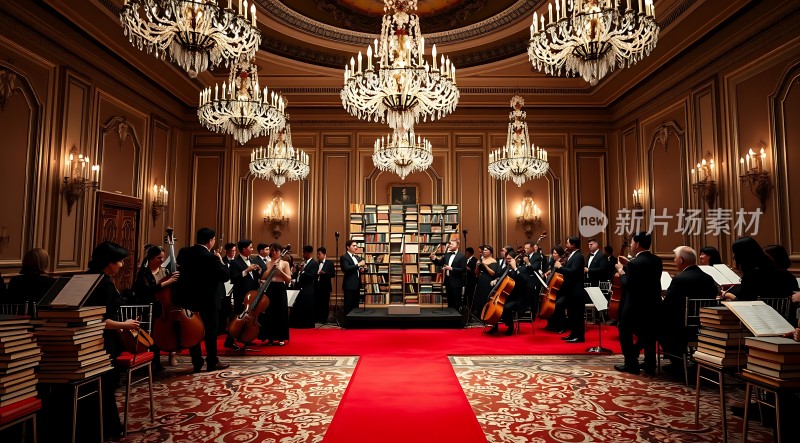 交响乐团在华丽大厅演奏