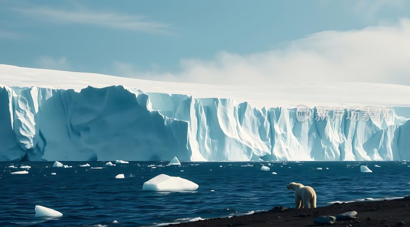 极地风光冰山与北极熊