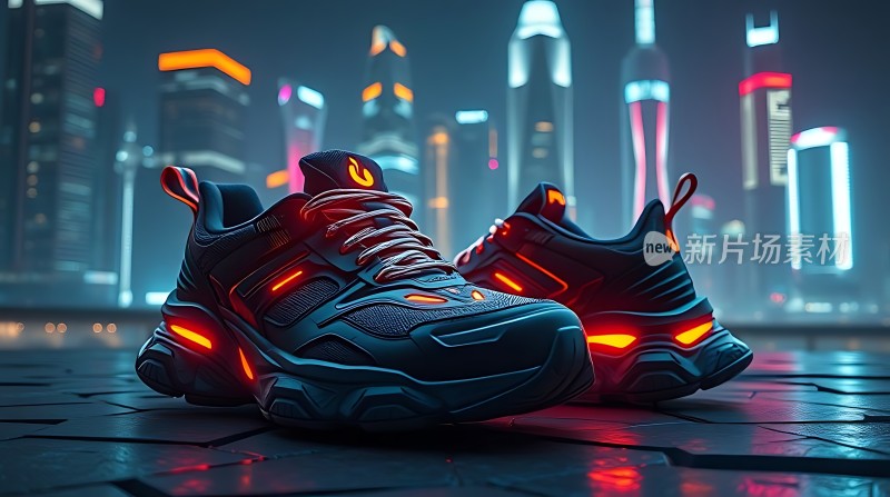 未来之城中的炫酷跑鞋