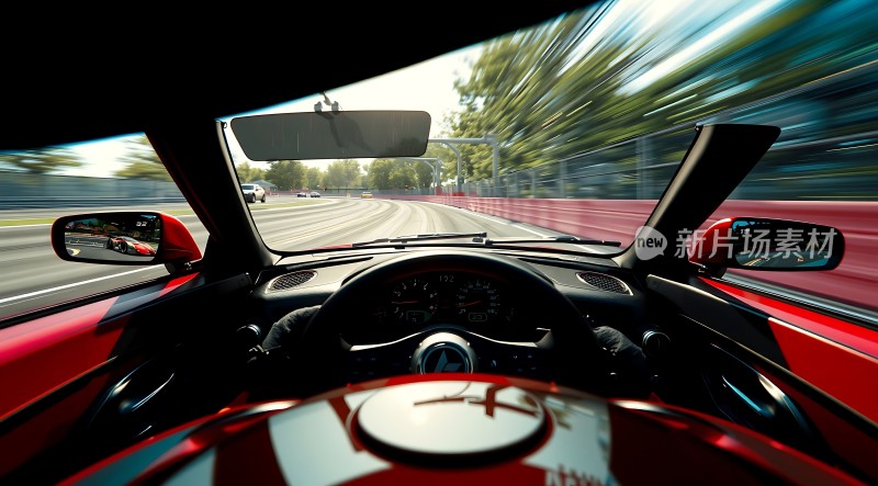 赛道飞驰红色赛车激情竞速！