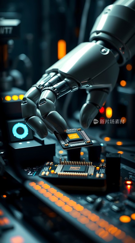 机器人手握芯片科技感十足