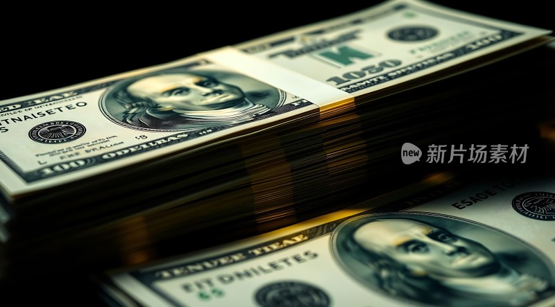 金钱的力量美元堆叠展现财富魅力