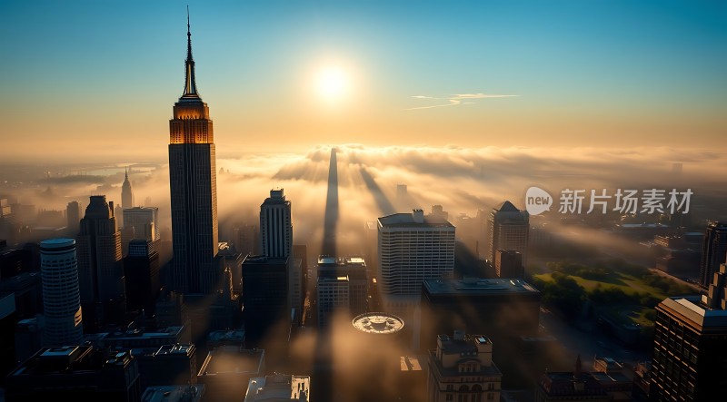 日出时分的帝国大厦与城市全景