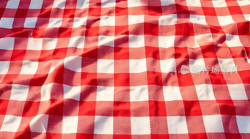 红白格子布料纹理细节展示