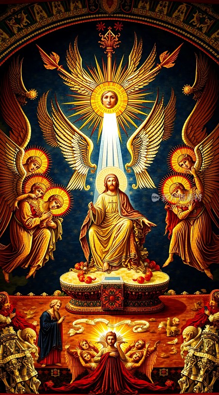 天国圣景耶稣与天使共舞