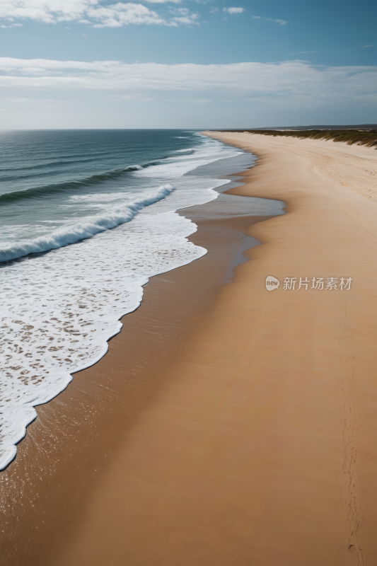 一个孤独冲浪者沿着靠近大海海滩行走风景