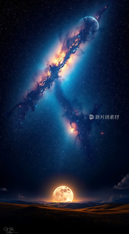 夜空星河月下沙丘