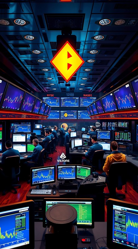 金融中心监控室股市交易实时分析