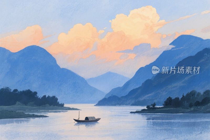 山水风景插画