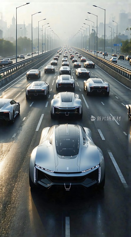 未来之城银色跑车引领潮流