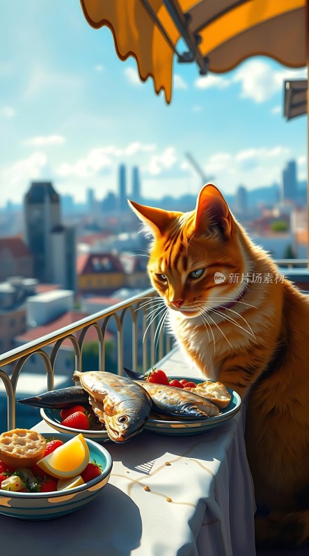 橘猫阳台美食盛宴