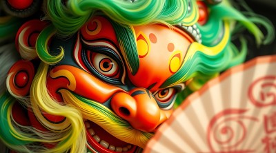 彩色舞狮面具 彩色舞狮面具