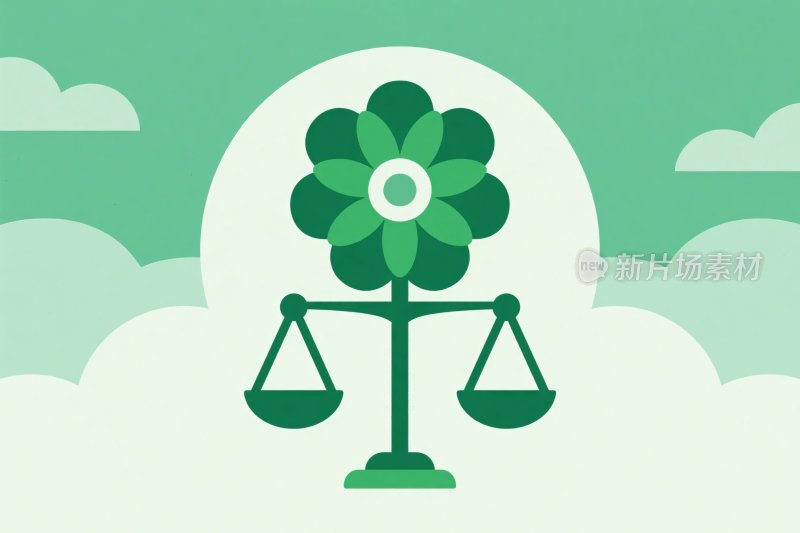 绿色平衡树插画