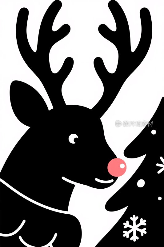 圣冬驯鹿插画