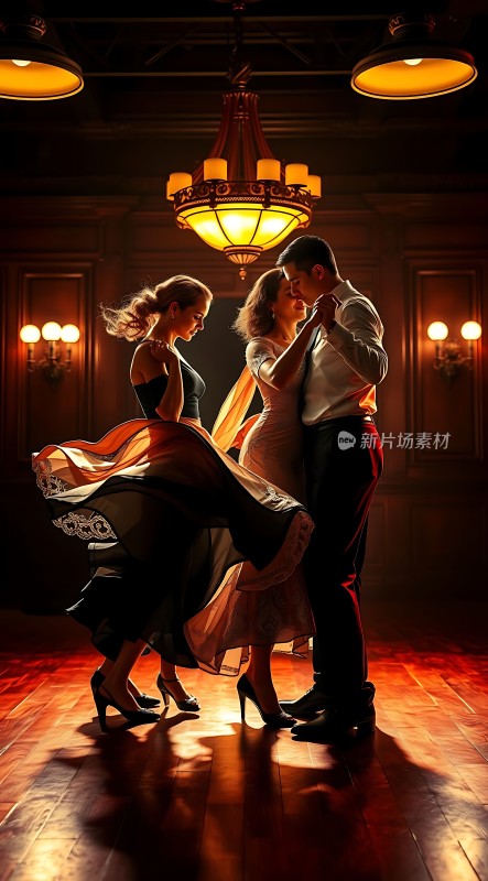 旋转的舞者与温暖的灯光