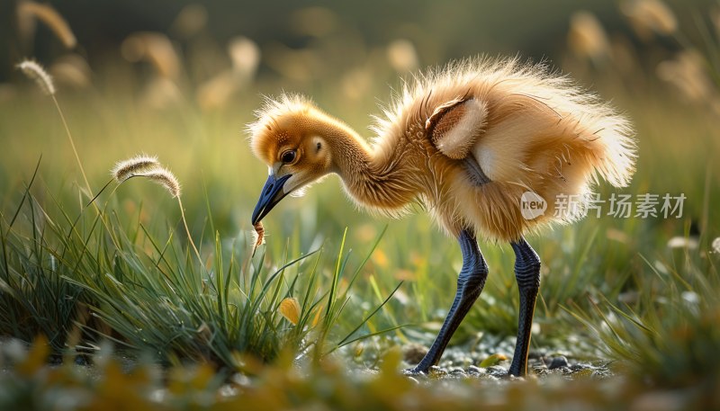 沙丘鹤幼鸟觅食