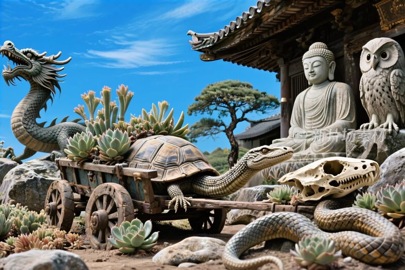 神话动物古建筑场景