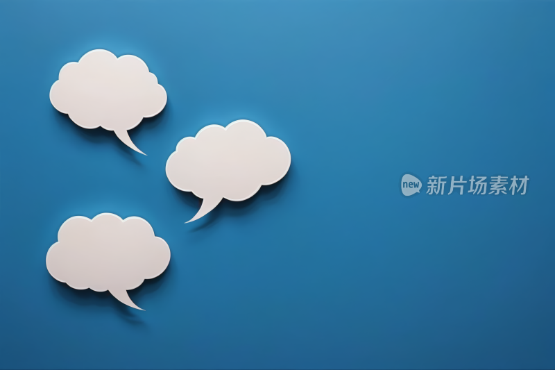 蓝色背景空白白色语音气泡图片