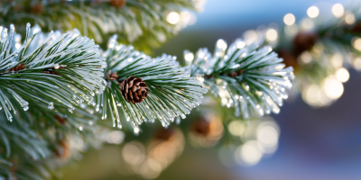 冬天松枝冰花 冬天松枝冰花