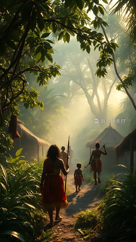 晨光中的部落小径