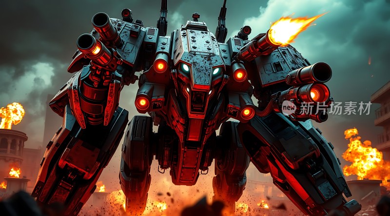 机械巨兽战火中前行