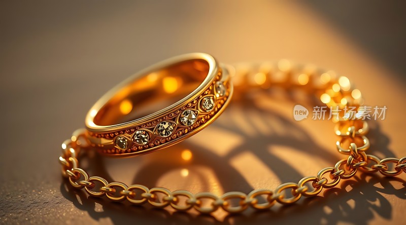 黄金戒指与手链