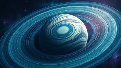 蓝色星环环绕神秘星球