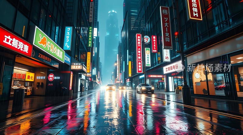 霓虹灯下的都市夜景