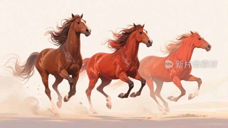 骏马奔跑艺术插画