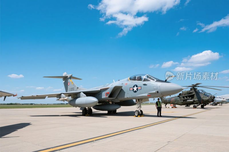 军用战斗飞机机场停放