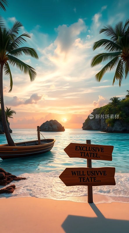 **热带海滩日落美景**