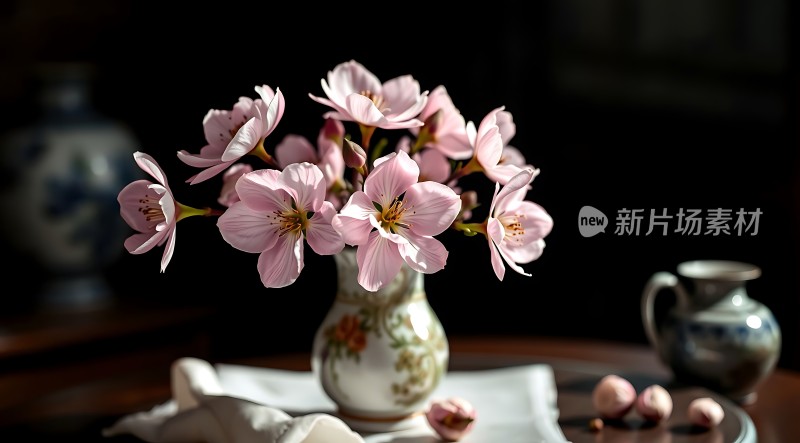 春日樱花绽放瓶中娇艳欲滴