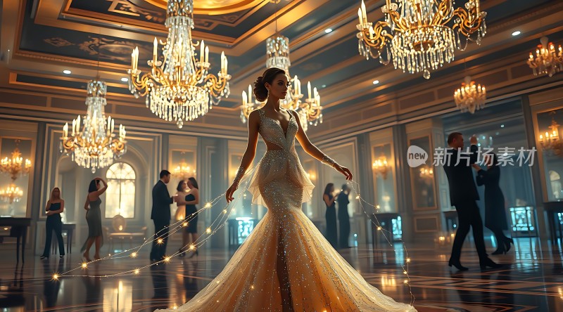 金色舞会上的优雅新娘