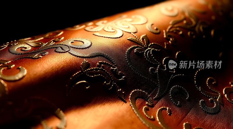 金色花纹织物细节展示
