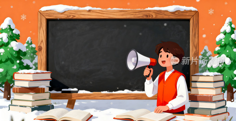 冬天寒假插画背景