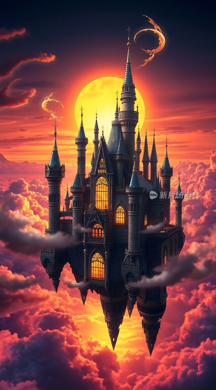 云中城堡日落奇景