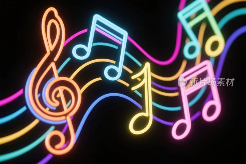 霓虹音乐符号插画