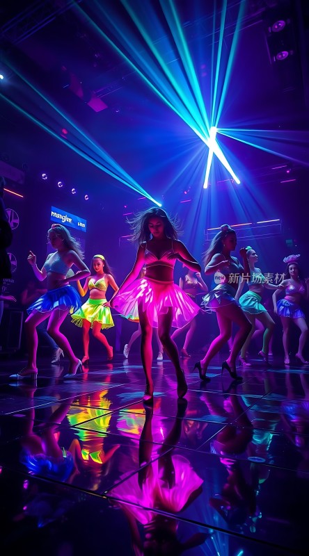 霓虹灯光下的活力舞者