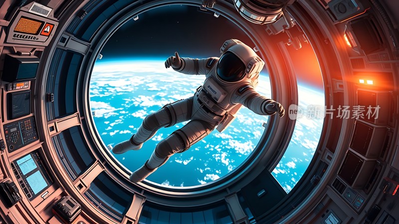 太空漫步宇航员与地球全景