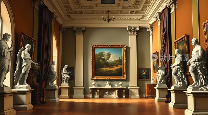 艺术殿堂雕像与油画共舞