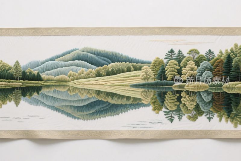 山水风景绣画