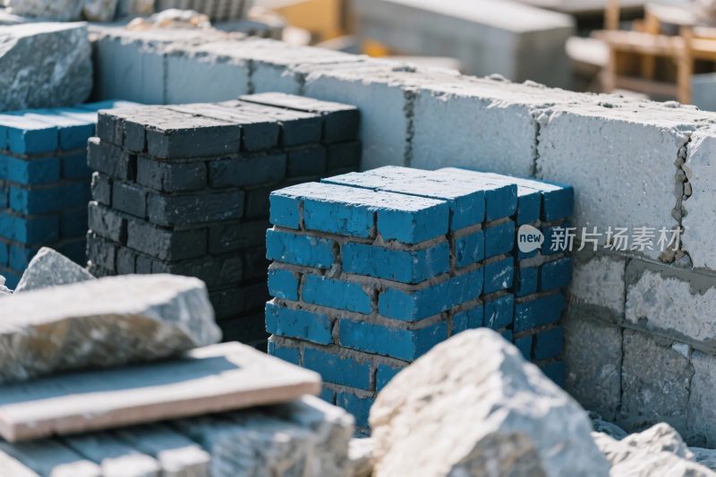 建筑工地砖石堆景