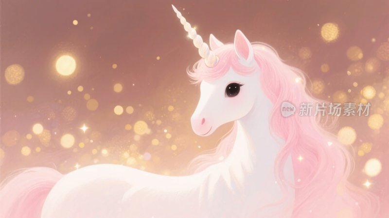 梦幻粉色独角兽插画